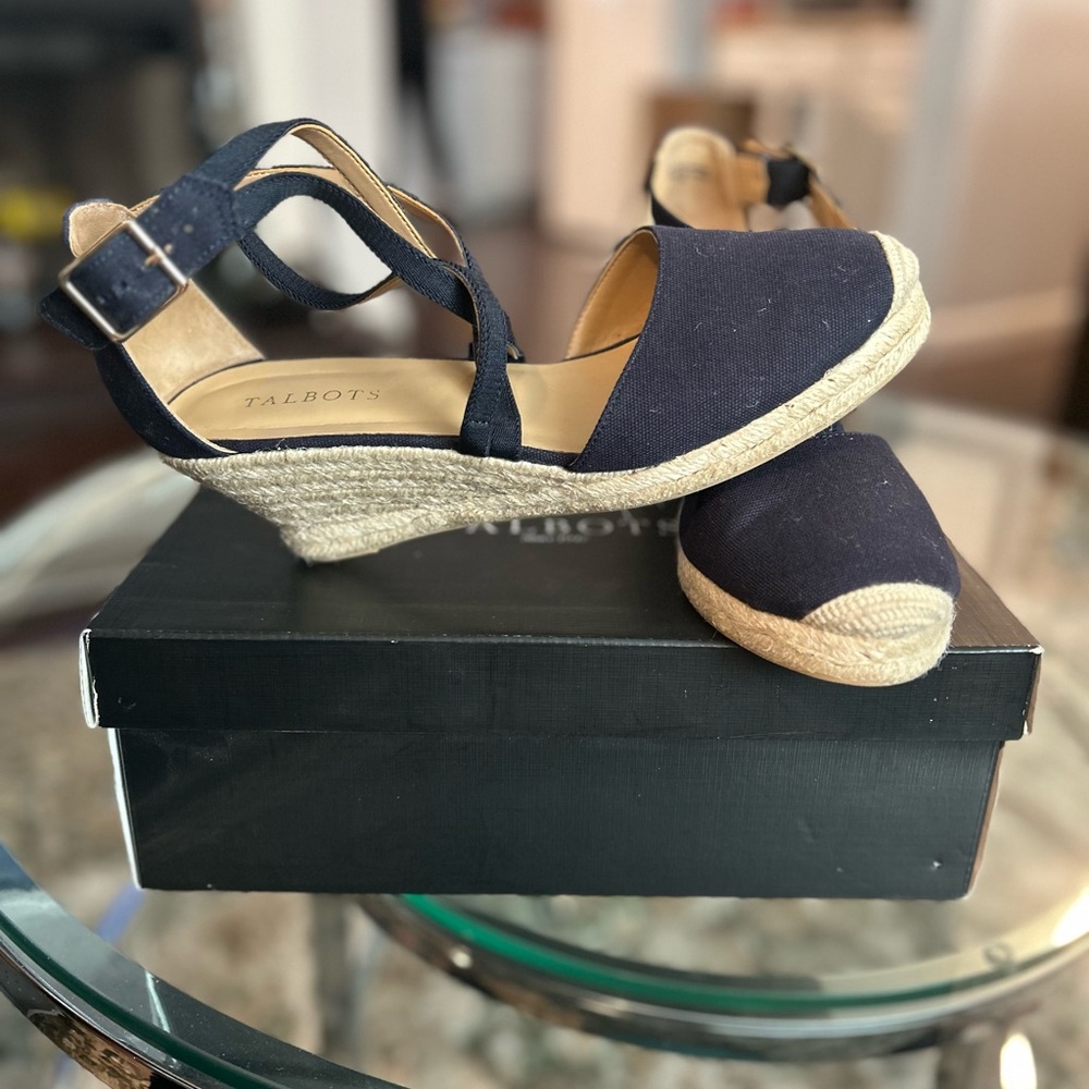 Talbots Dark Blue Espadrille Wedges